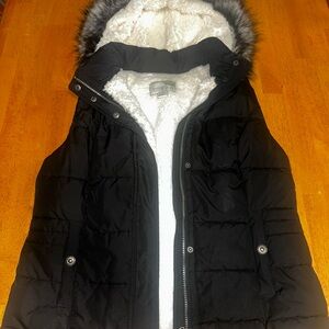 GreenTea Black Jacket with Faux Fur Lining